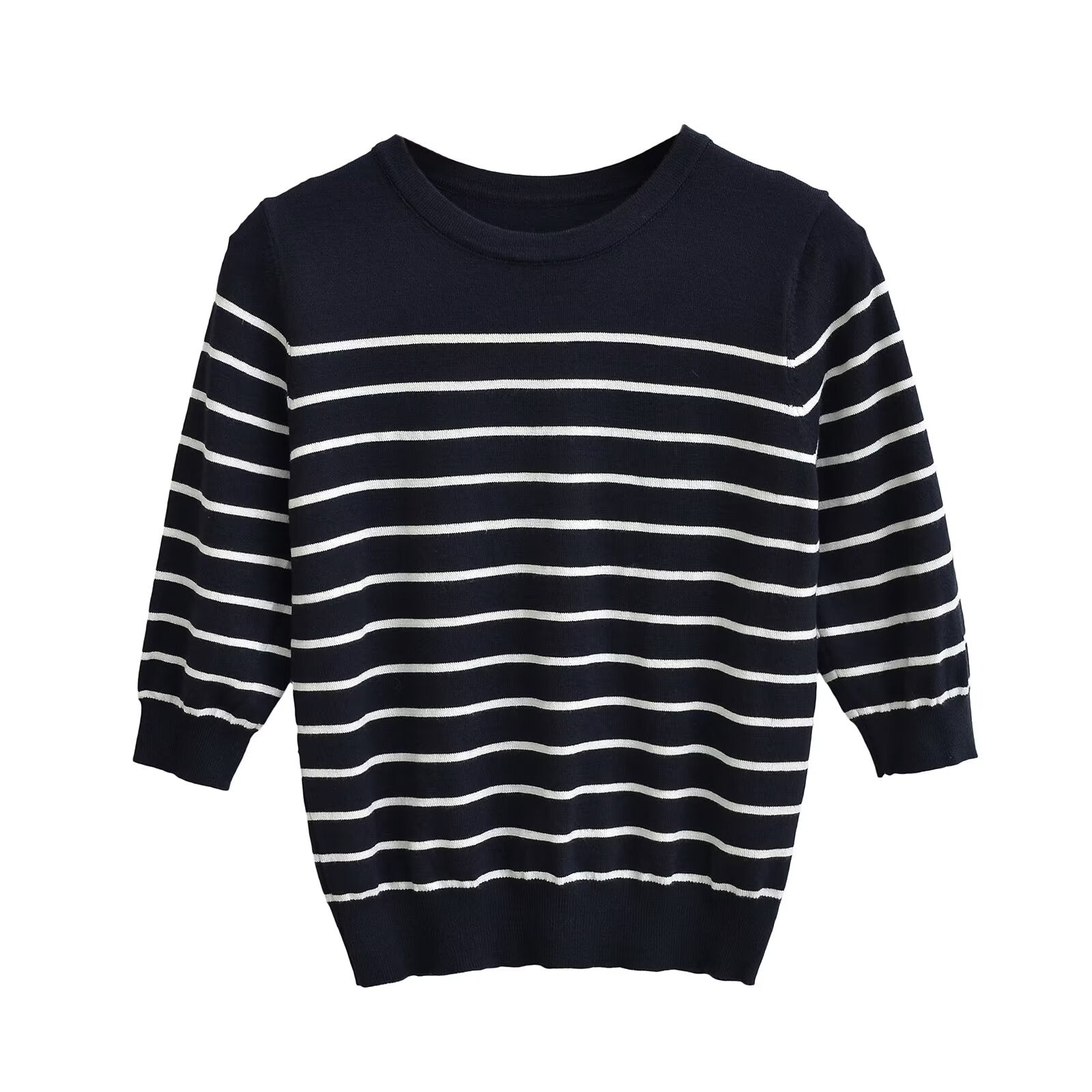 Women’s Contrast Stripe Knit Short Sleeve Top