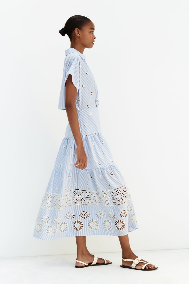 Embroidered Shirt Maxi Dress