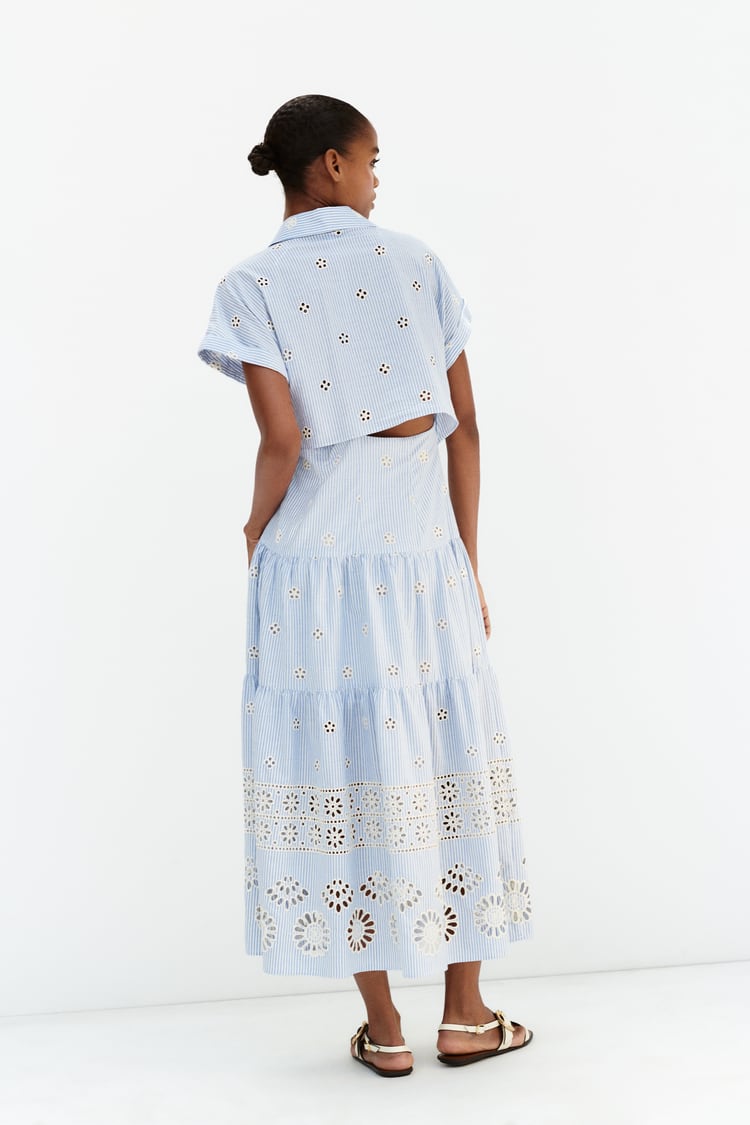 Embroidered Shirt Maxi Dress