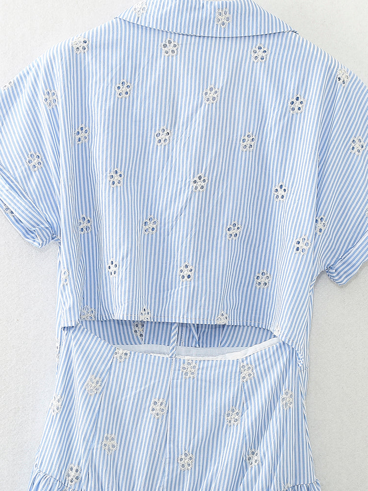 Embroidered Shirt Maxi Dress