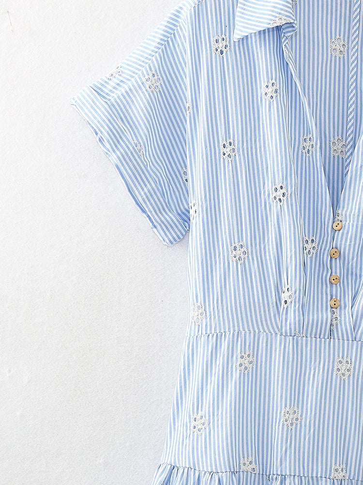 Embroidered Shirt Maxi Dress