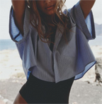 Women's Loose Short Pocket Decorative Poplin Shirt