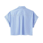 Women's Loose Short Pocket Decorative Poplin Shirt