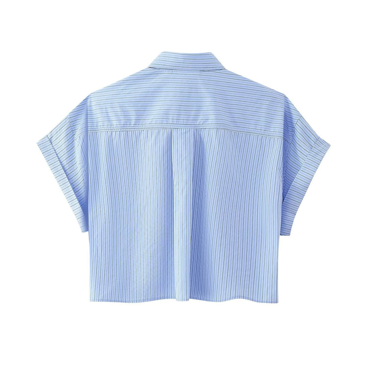 Women's Loose Short Pocket Decorative Poplin Shirt