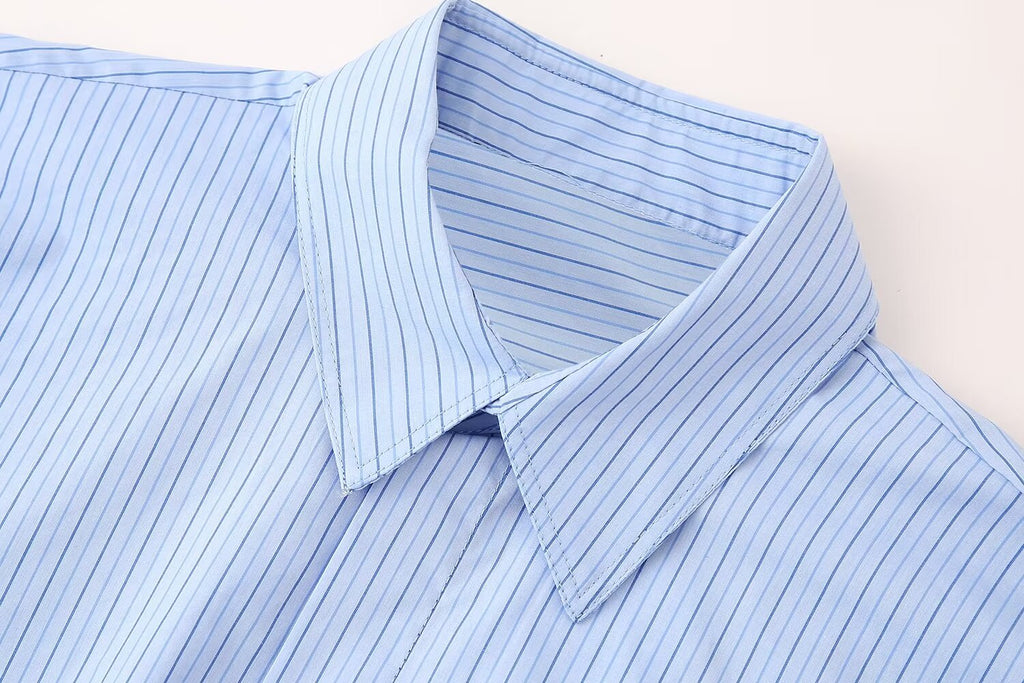 Women's Loose Short Pocket Decorative Poplin Shirt