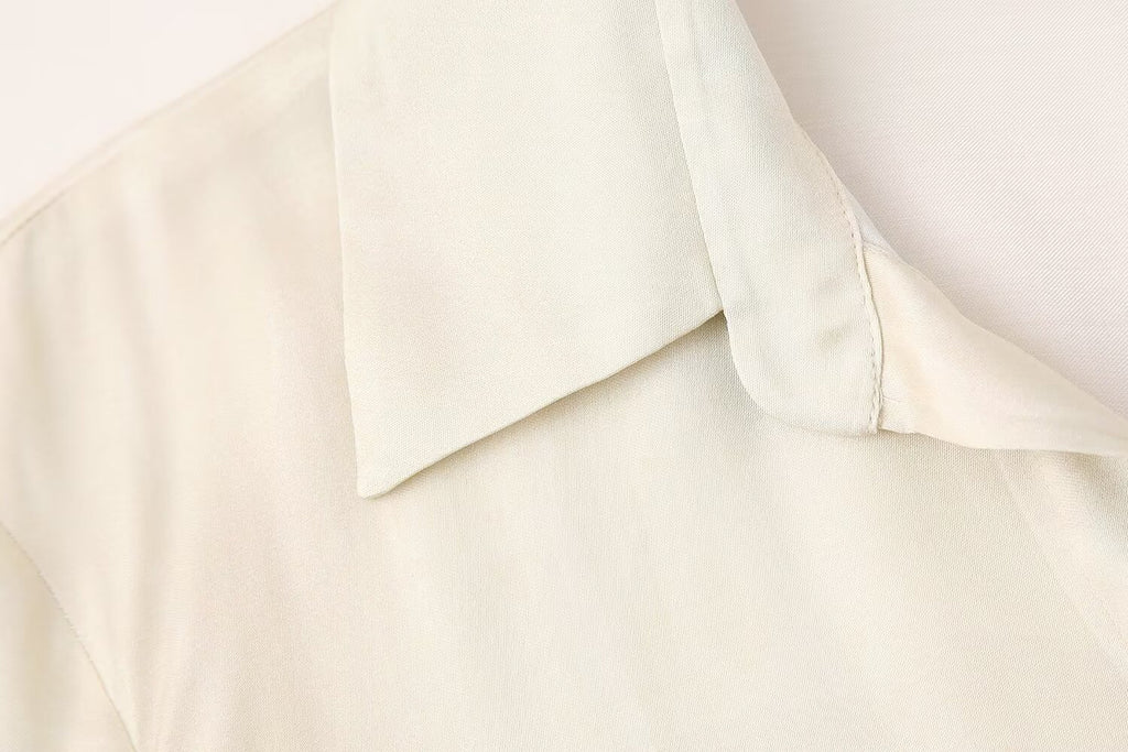 Women's Printing Dyeing Faux Silk Shirt Chiffon Long Sleeve Shirt