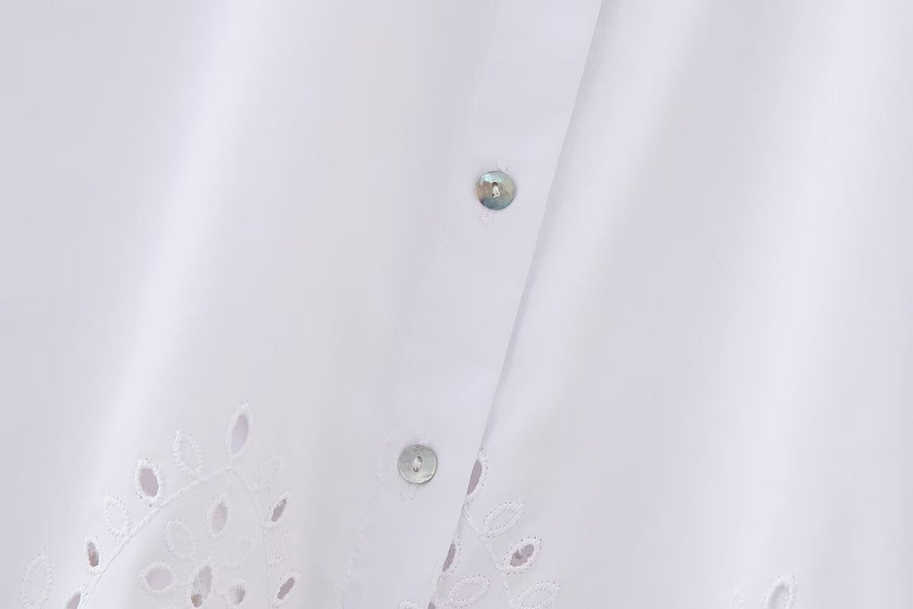 Women's French Hollow Out Cutout Embroidery Short Shirt