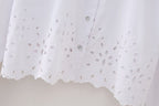 Women's French Hollow Out Cutout Embroidery Short Shirt