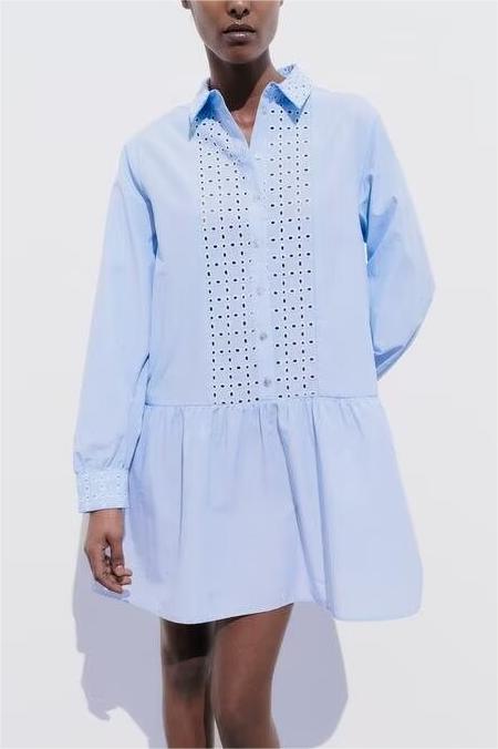 Women's Embroidered Collared Mini Dress