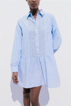 Women's Embroidered Collared Mini Dress