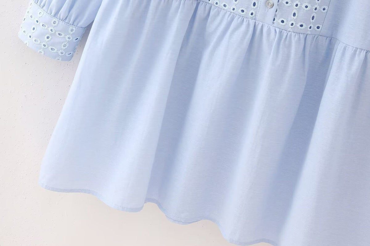 Women's Embroidered Collared Mini Dress