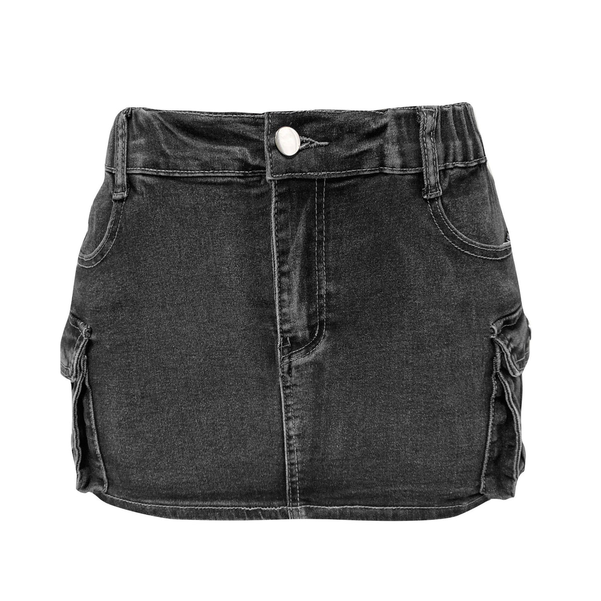 Denim Summer Retro Stretch Tight Cargo Pocket Hip Skirt