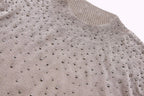 Women’s Multicolor Beaded Rhinestone Crew Neck Sweater