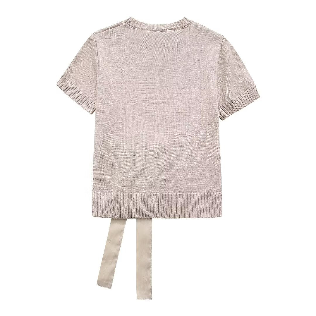 Women’s Multicolor Backless Lace Up Knit Top