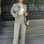 Spring Short Jacket Casual Trousers Suit Set