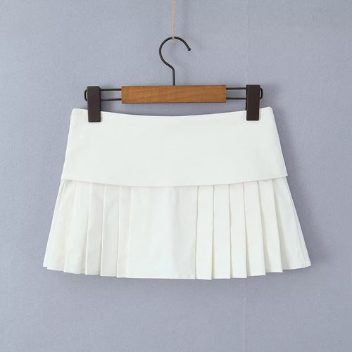 Summer Women Sexy Low Waist Lined Anti Exposure Mini Pleated Skirt