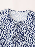Women's Spring Women Clothing Casual Simple Puff Sleeve Lace Up Short Sleeve Top
