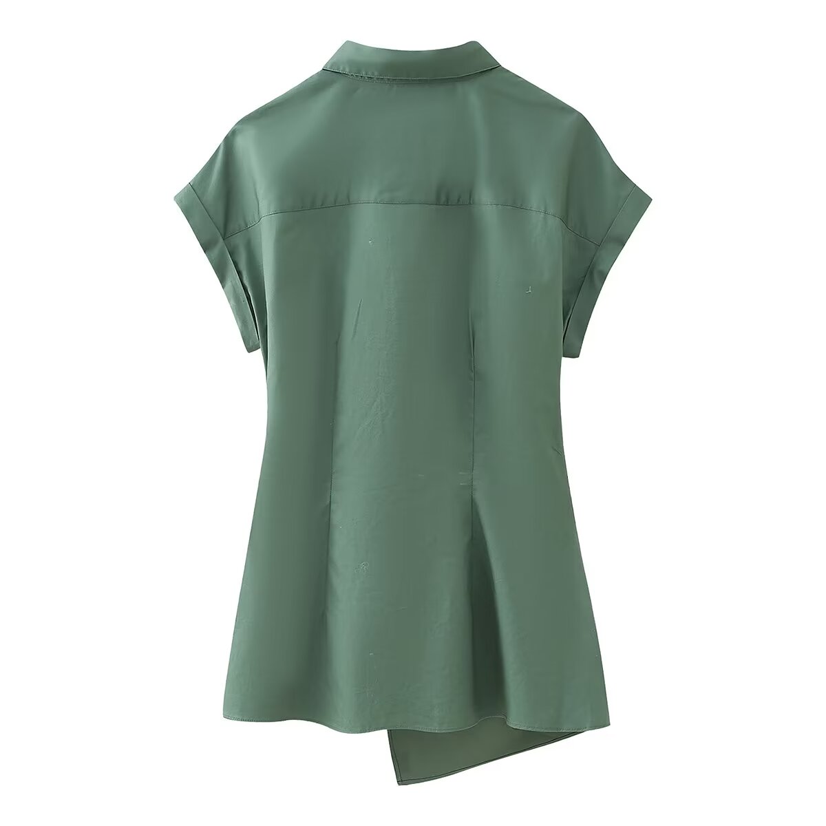 Women's Street Irregular Asymmetric Poplin Lace Up Shirt