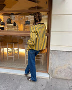 Women's Loose Stand Collar Striped Shirt