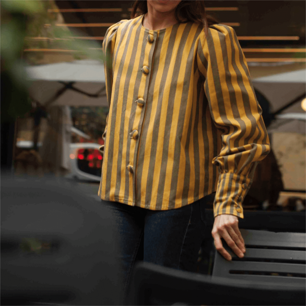Women's Loose Stand Collar Striped Shirt