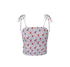 Women’s Multicolor Floral Smocked Spaghetti Strap Crop Camisole