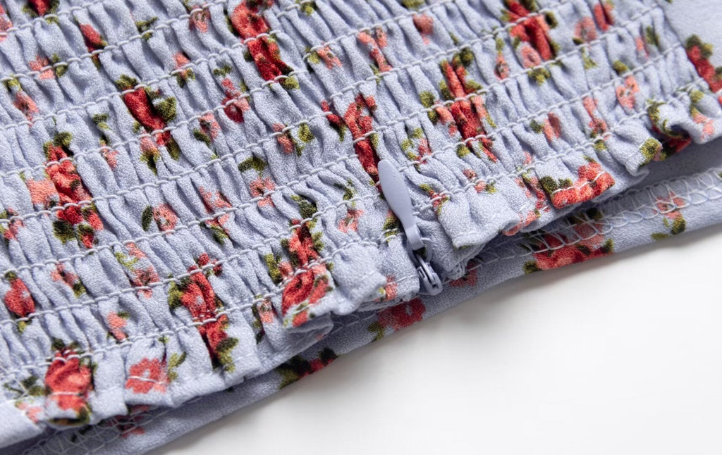 Women’s Multicolor Floral Smocked Spaghetti Strap Crop Camisole