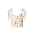Women’s Multicolor Floral Smocked Tie Strap Crop Camisole