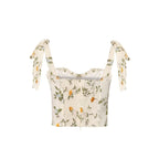 Women’s Multicolor Floral Smocked Tie Strap Crop Camisole