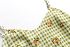 Women's Floral Plaid Lace Up Beach Dress