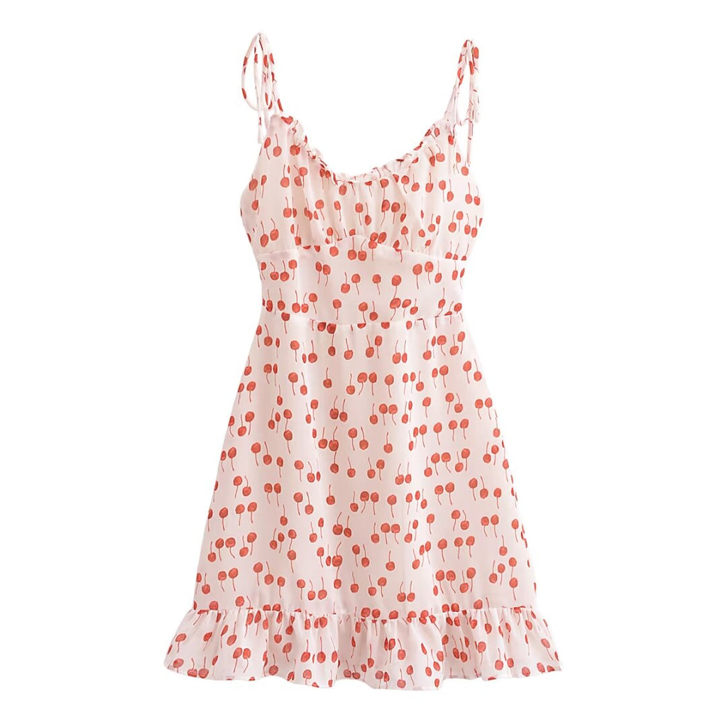 Women's Ruffle-Trim Floral Cotton V-Neck Dress