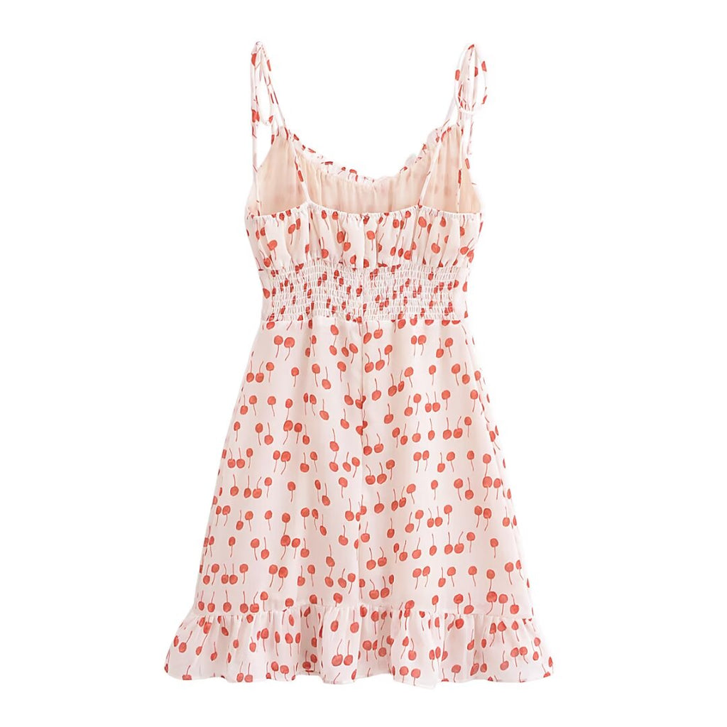 Women's Ruffle-Trim Floral Cotton V-Neck Dress