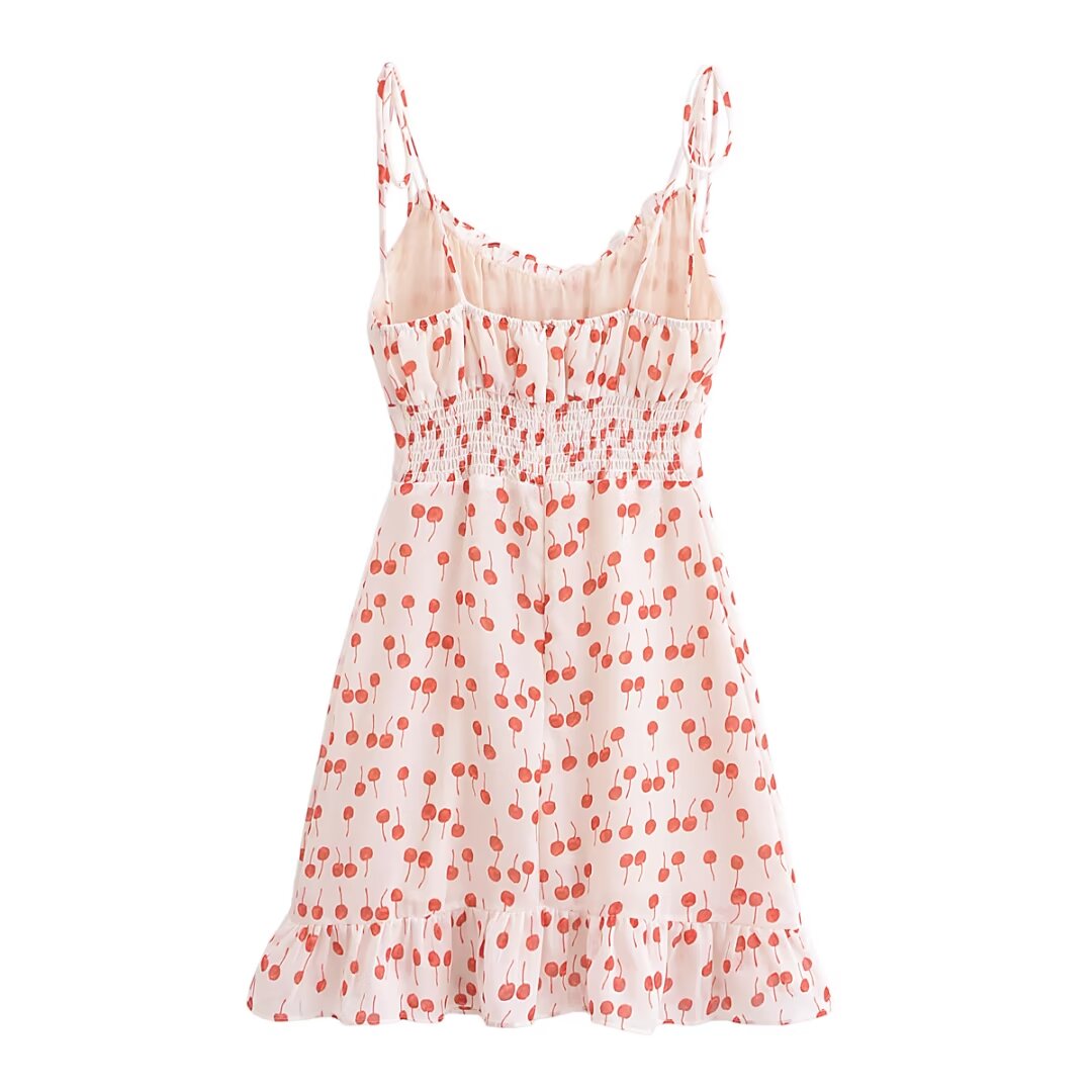 Women's Ruffle-Trim Floral Cotton V-Neck Dress