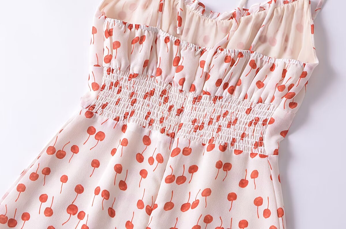 Women's Ruffle-Trim Floral Cotton V-Neck Dress