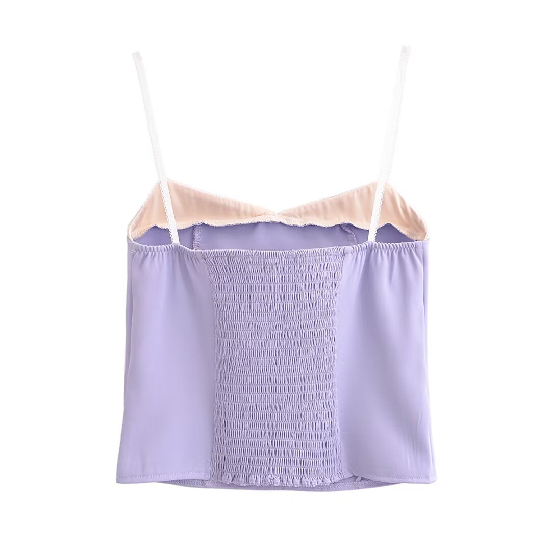 Women's Sexy Slim Fit Satin Solid Color Slim Fit Camisole Summer Short Wome Small Top