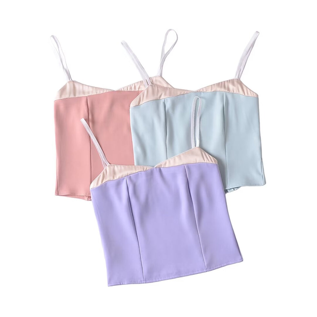 Women's Sexy Slim Fit Satin Solid Color Slim Fit Camisole Summer Short Wome Small Top