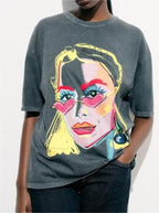 Women’s Washed Graphic Crew Neck T Shirt
