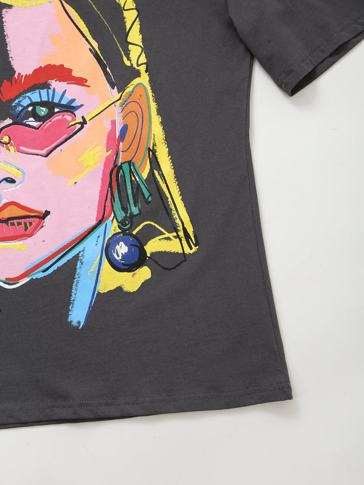 Women’s Washed Graphic Crew Neck T Shirt