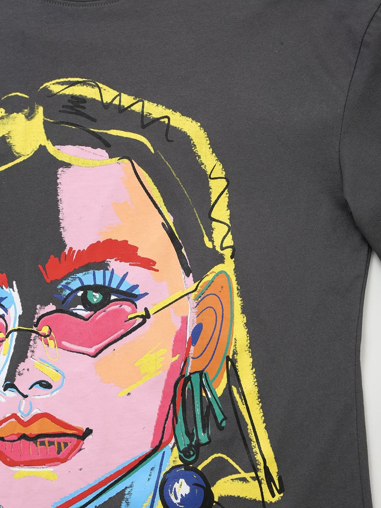 Women’s Washed Graphic Crew Neck T Shirt