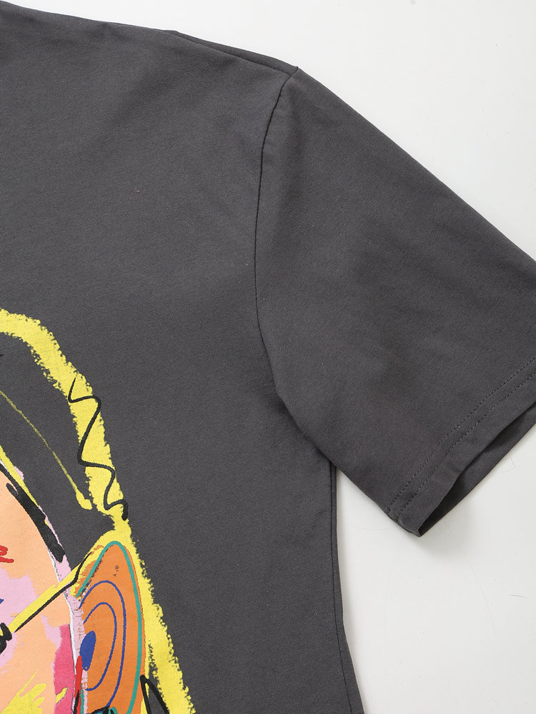Women’s Washed Graphic Crew Neck T Shirt