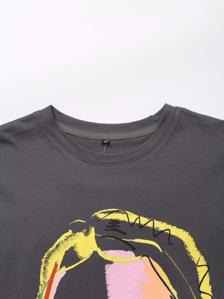 Women’s Washed Graphic Crew Neck T Shirt