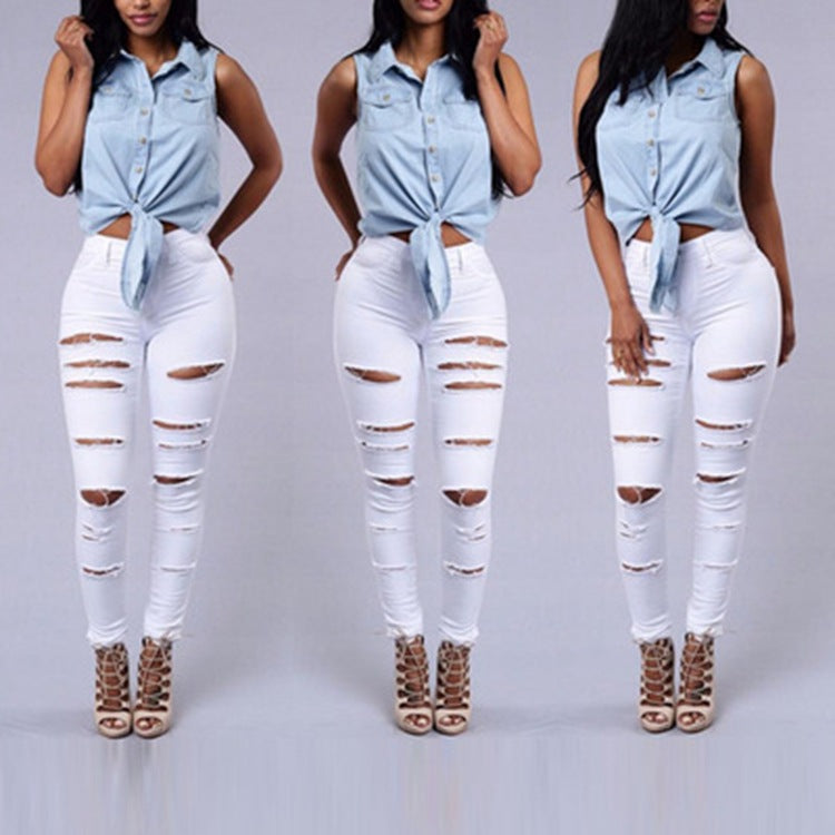 High Waist Summer Stretch Ripped Ankle Tied Skirt