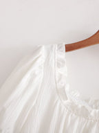 Spring Women Clothing Stylish Graceful Simple Solid Color Texture Ruffled Dress