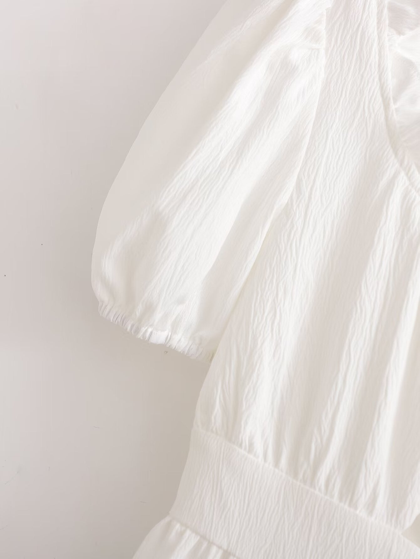 Spring Women Clothing Stylish Graceful Simple Solid Color Texture Ruffled Dress