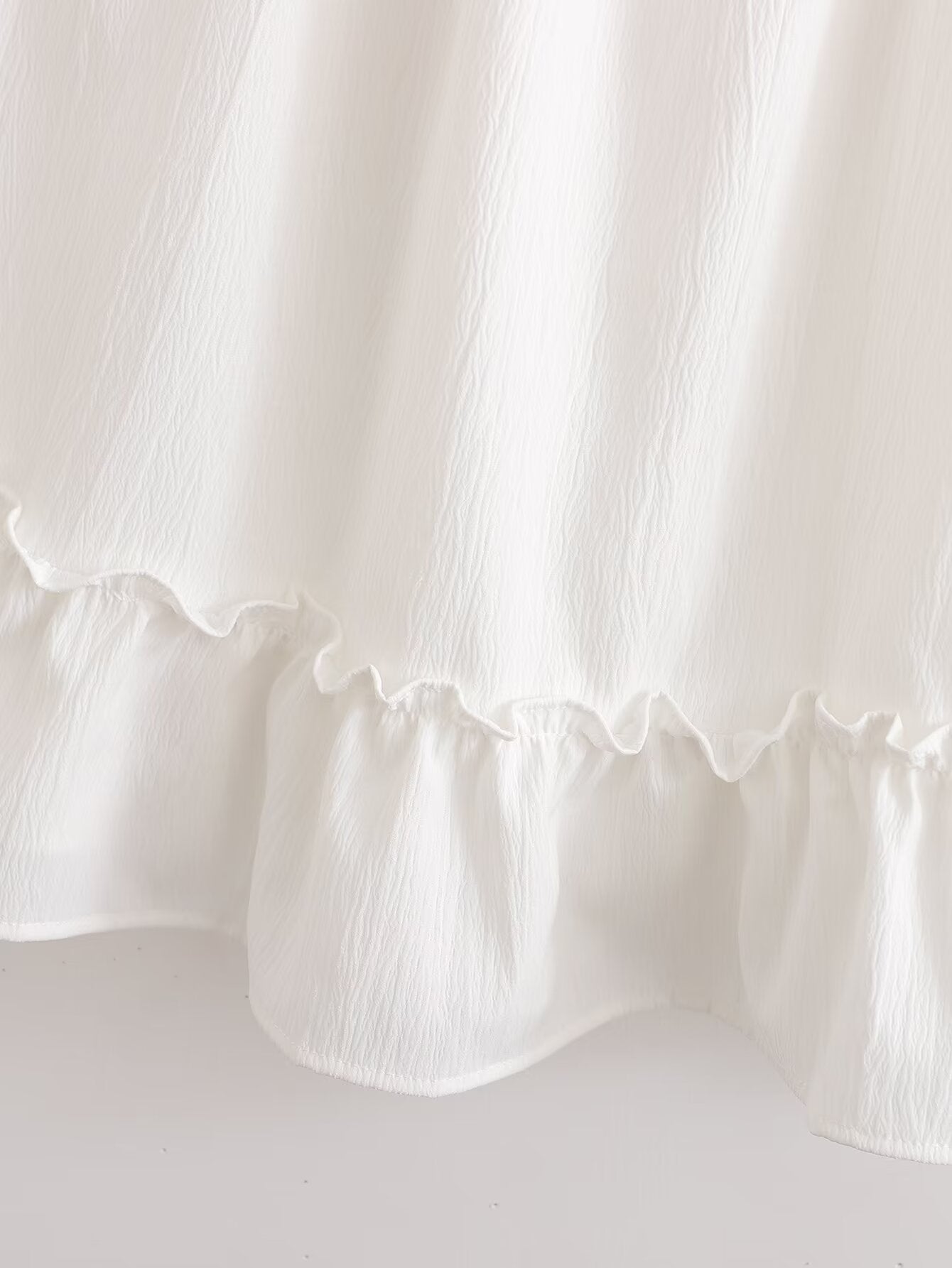 Spring Women Clothing Stylish Graceful Simple Solid Color Texture Ruffled Dress