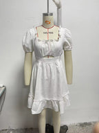 Spring Women Clothing Stylish Graceful Simple Solid Color Texture Ruffled Dress