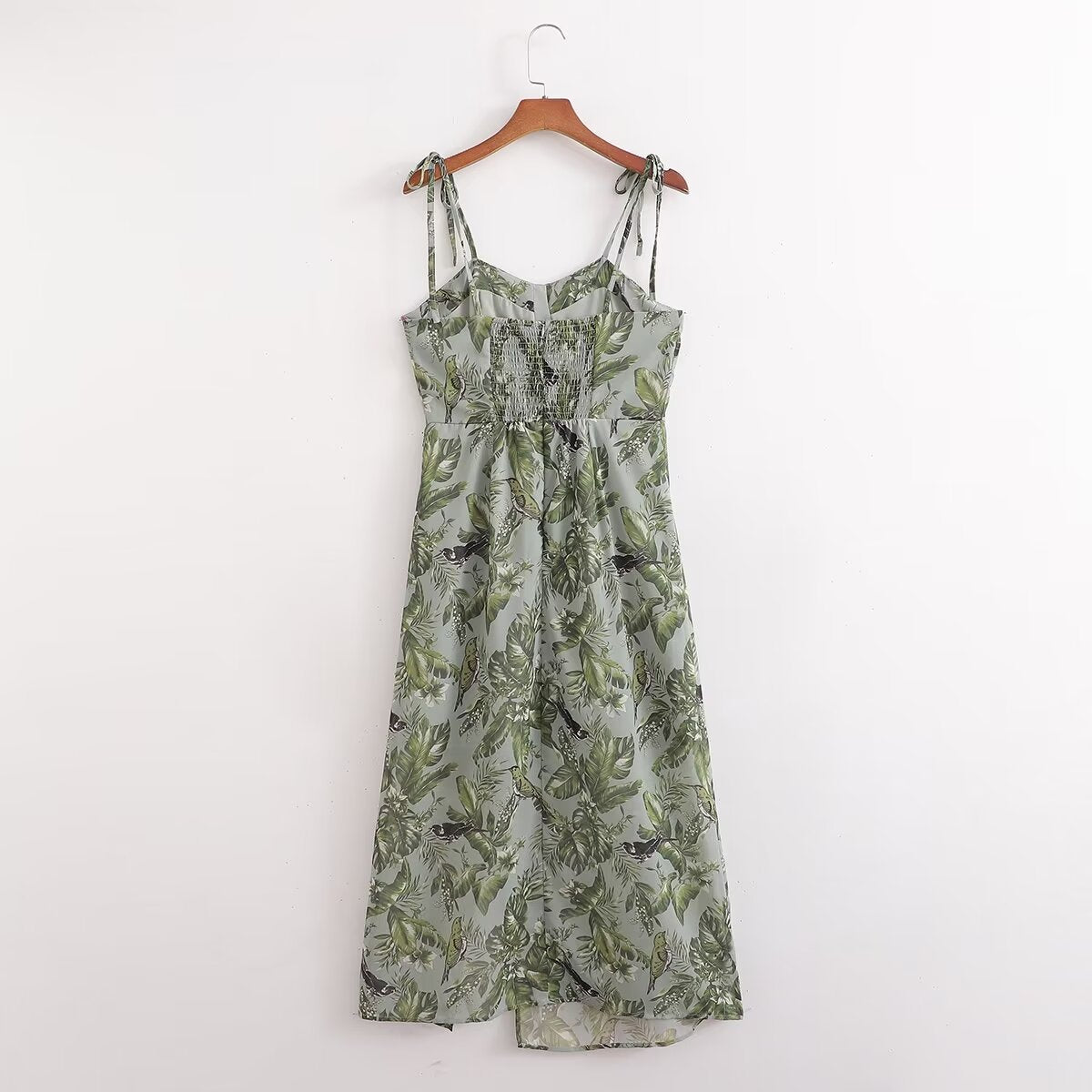 Women's Slit Tropical-Print V-Neck Maxi Dress