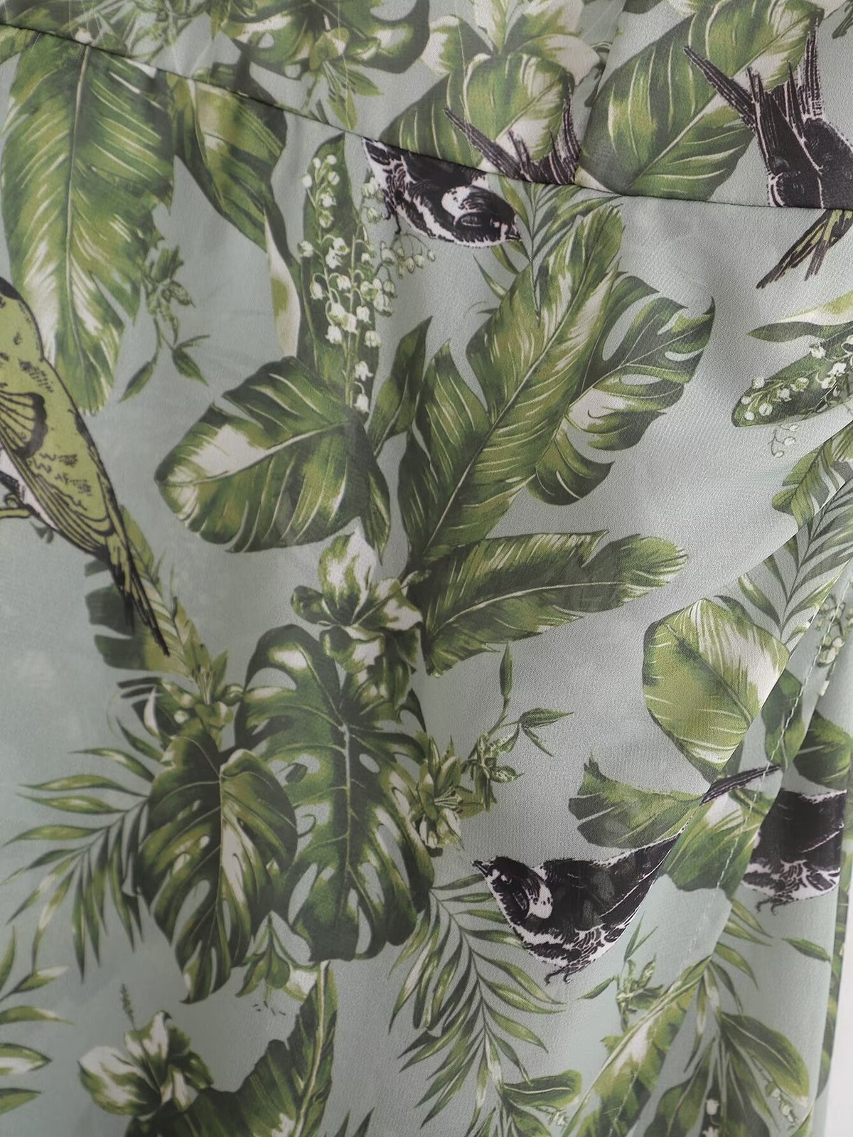 Women's Slit Tropical-Print V-Neck Maxi Dress