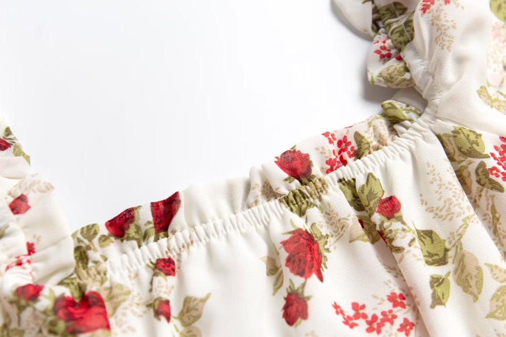 Women’s Multicolor Floral Off Shoulder Long Sleeve Crop Top