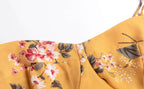 Women's V-Neck Floral Smocked Tie Split Sleeveless Midi Dress