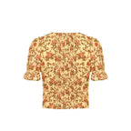 Women’s Floral Pleated Square Neck Pullover Top